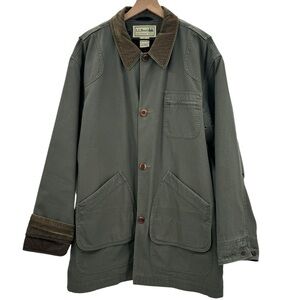 Vintage L.L. Bean Field Jacket Barn Coat Removable Flannel Lining Green XL Tall